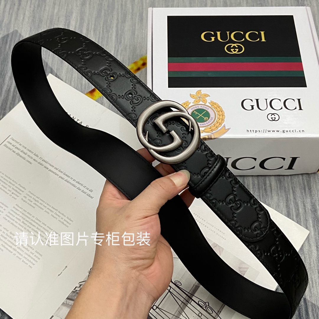 品牌GUCCI古奇原单皮带腰带单面使
