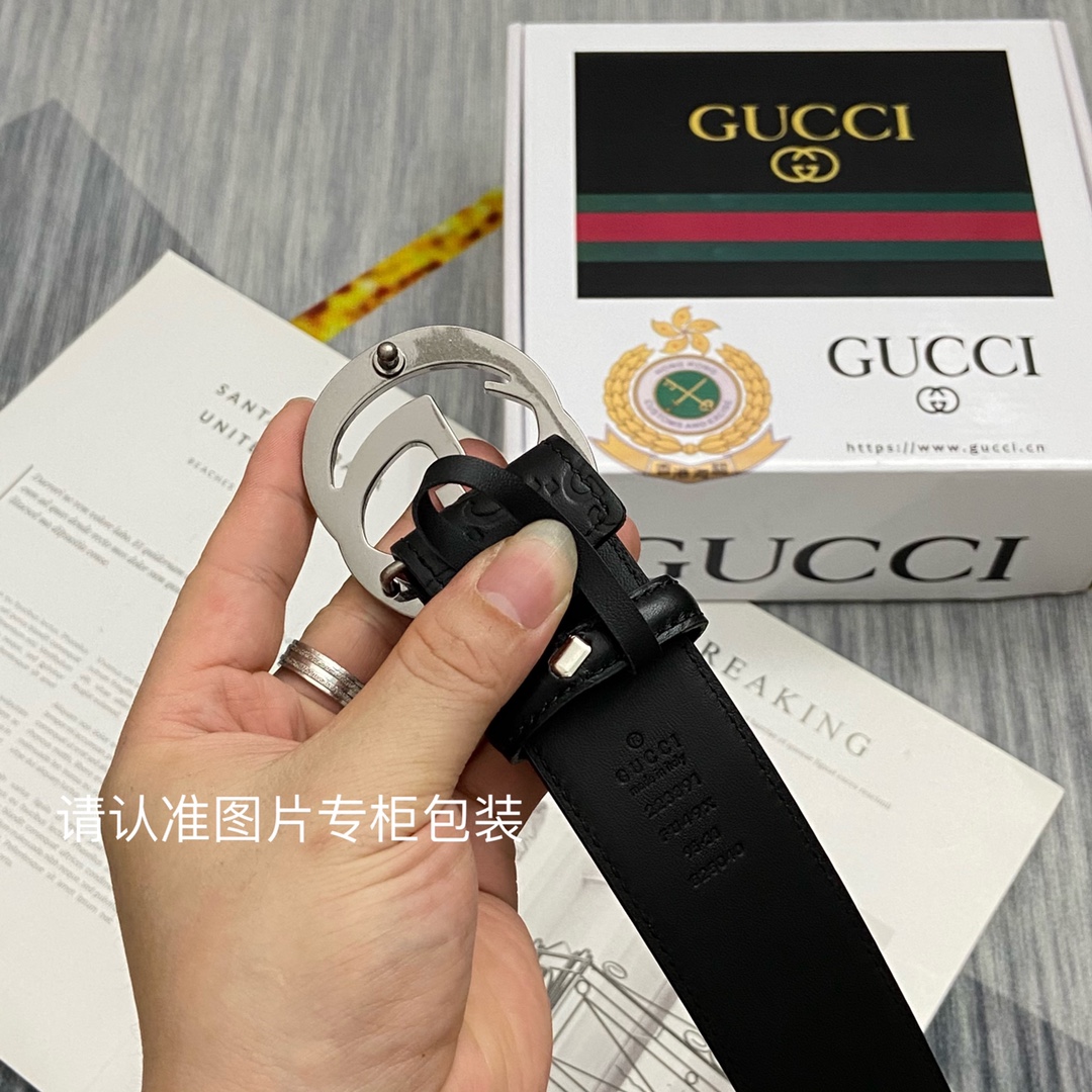 品牌GUCCI古奇原单皮带腰带单面使