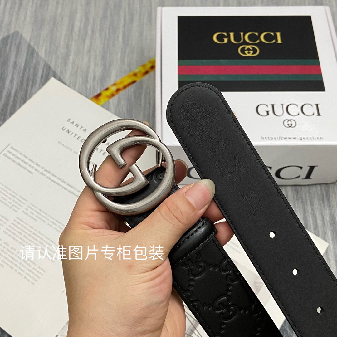 品牌GUCCI古奇原单皮带腰带单面使