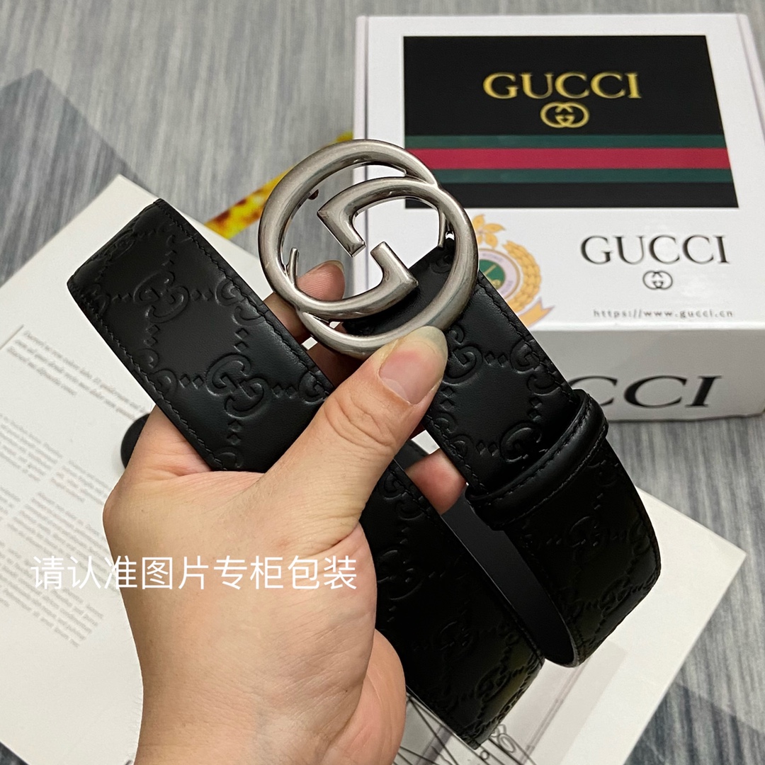 品牌GUCCI古奇原单皮带腰带单面使