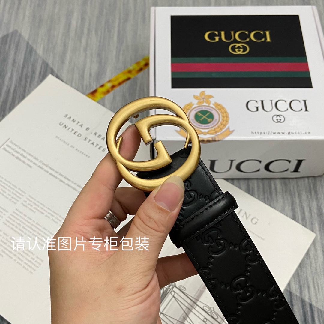 品牌GUCCI古奇原单皮带腰带单面使