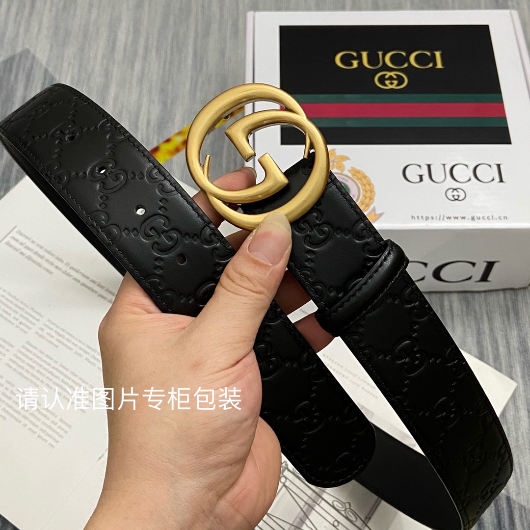 品牌GUCCI古奇原单皮带腰带单面使