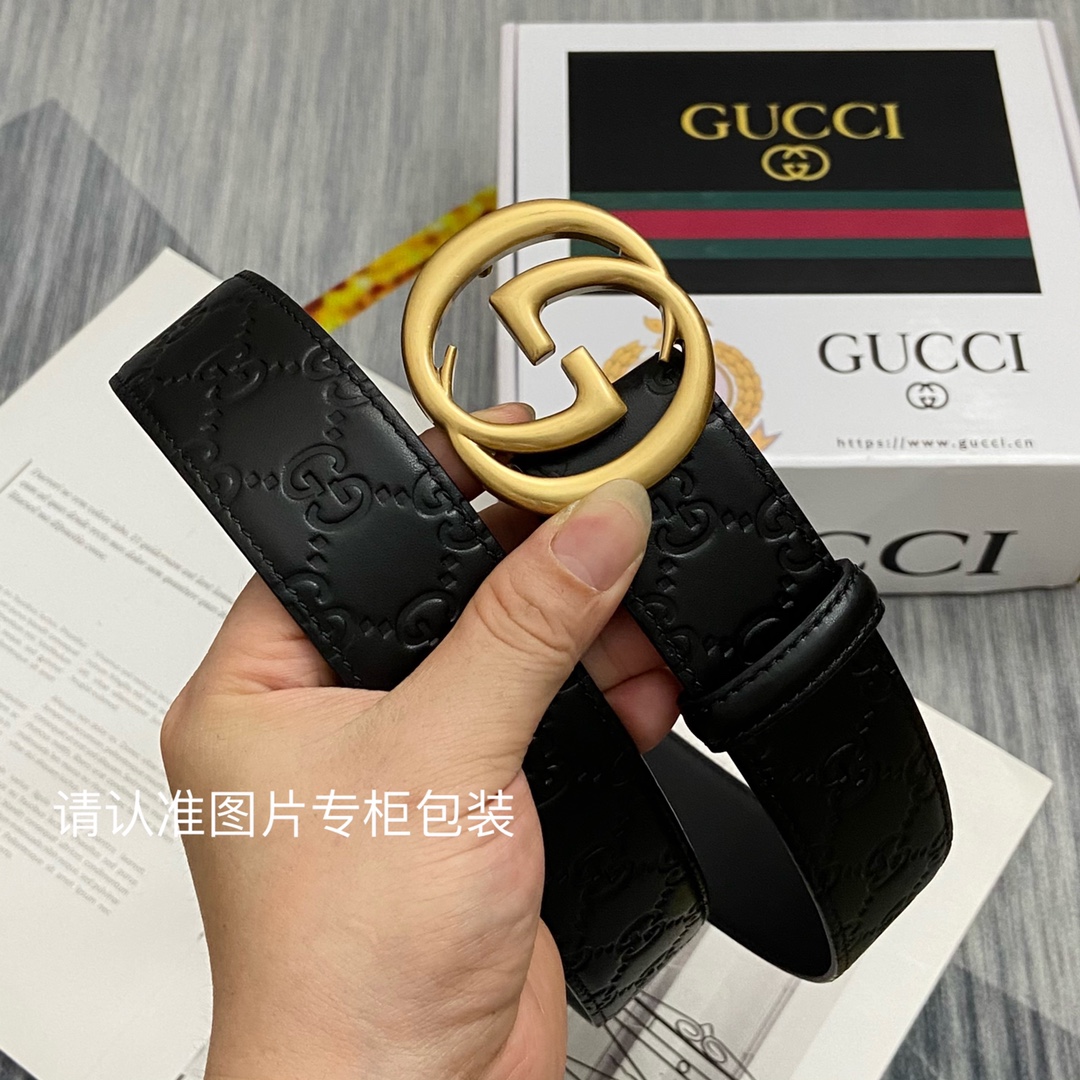 品牌GUCCI古奇原单皮带腰带单面使