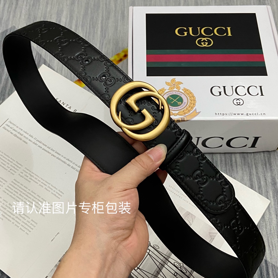 品牌GUCCI古奇原单皮带腰带单面使