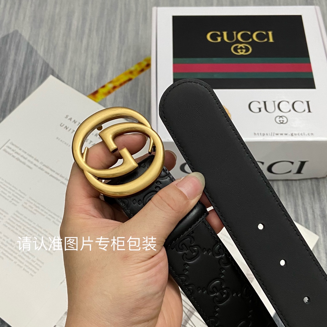 品牌GUCCI古奇原单皮带腰带单面使