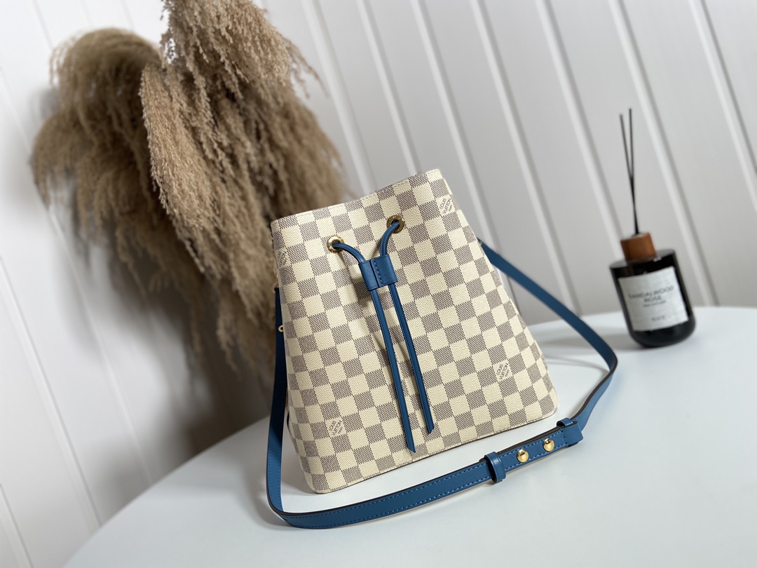 Louis Vuitton LV NeoNoe Bags Handbags Blue Pink White Yellow Damier Azur Canvas Summer Collection M44022