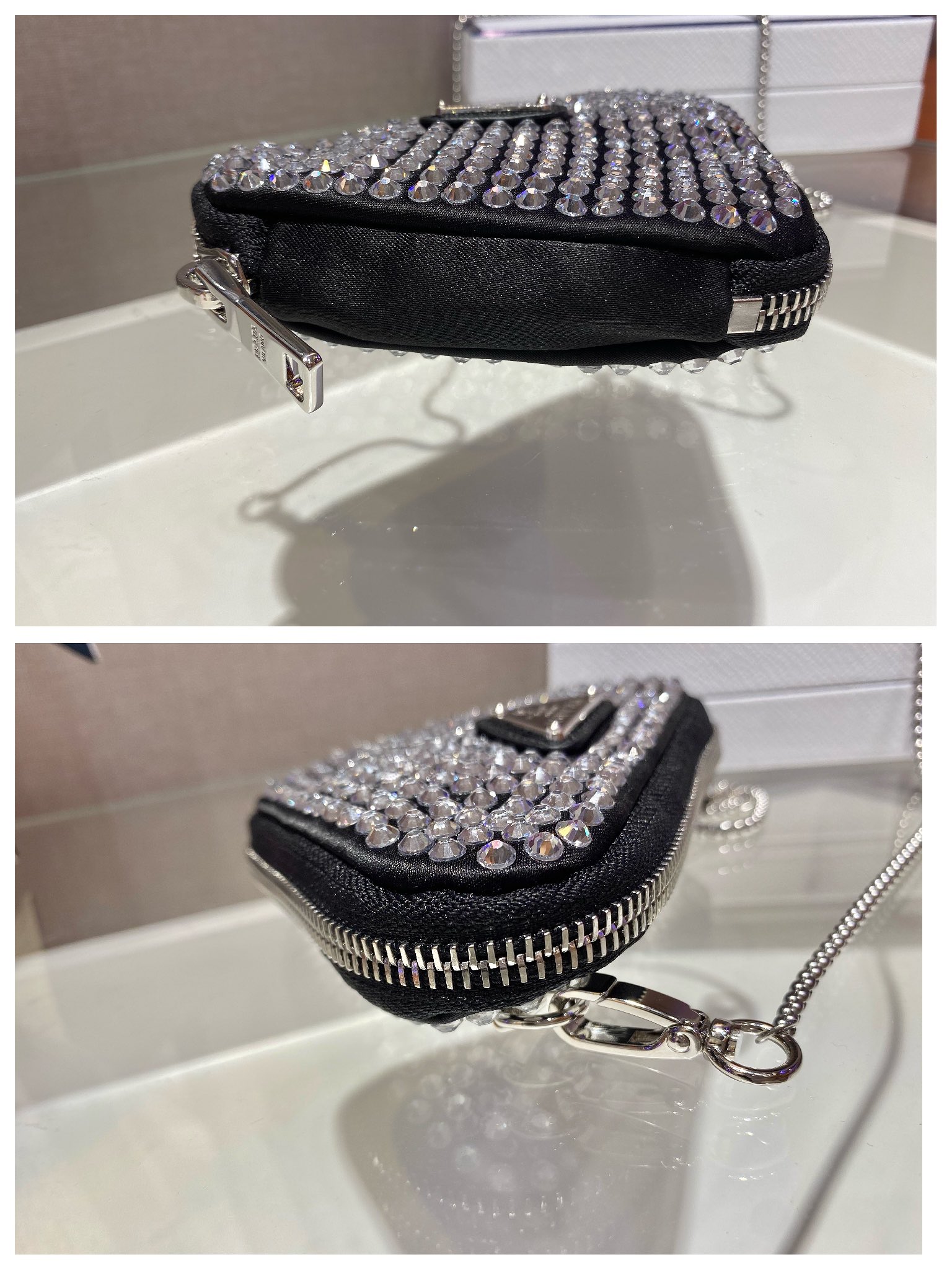 PRADA普拉达闪钻小零钱包包1BD733