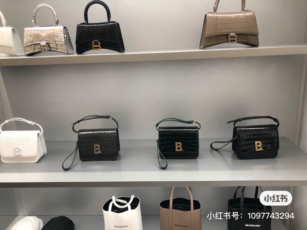 Balenciaga B.Small 18CM Bag 618156鳄鱼纹黑色/金扣