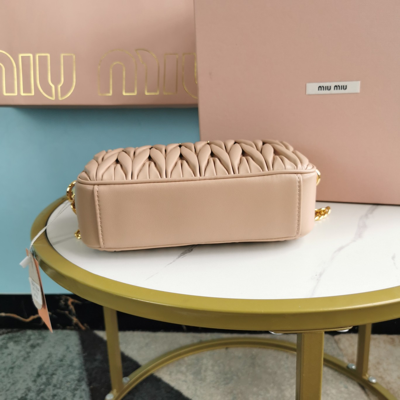 MIUMIU缪缪Matelasse进口小羊皮链条肩背包5BH118B