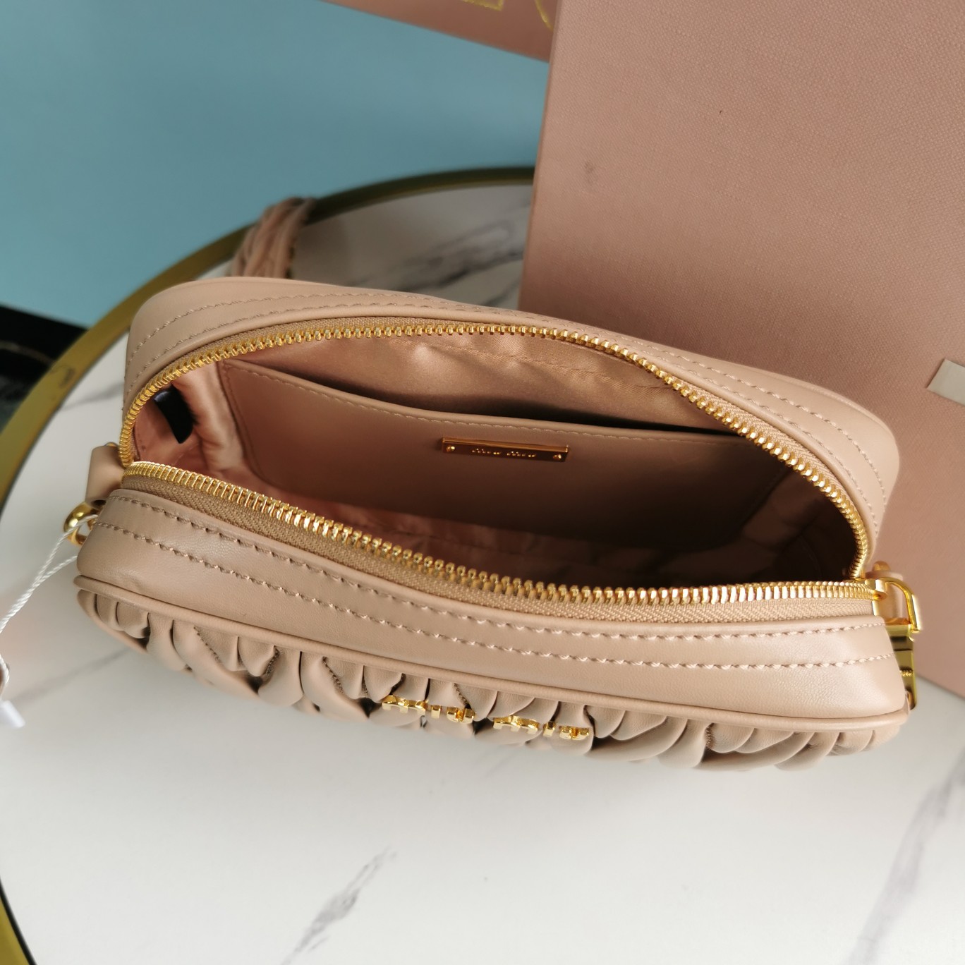 MIUMIU缪缪Matelasse进口小羊皮链条肩背包5BH118B