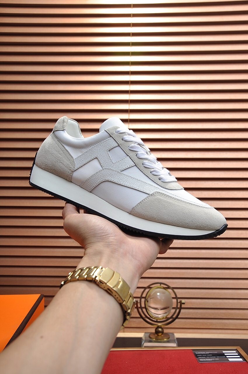 Hermes Men's and Women's White Leather Sneakers - Luxury Couple Style 5 i1621617317 1980 3