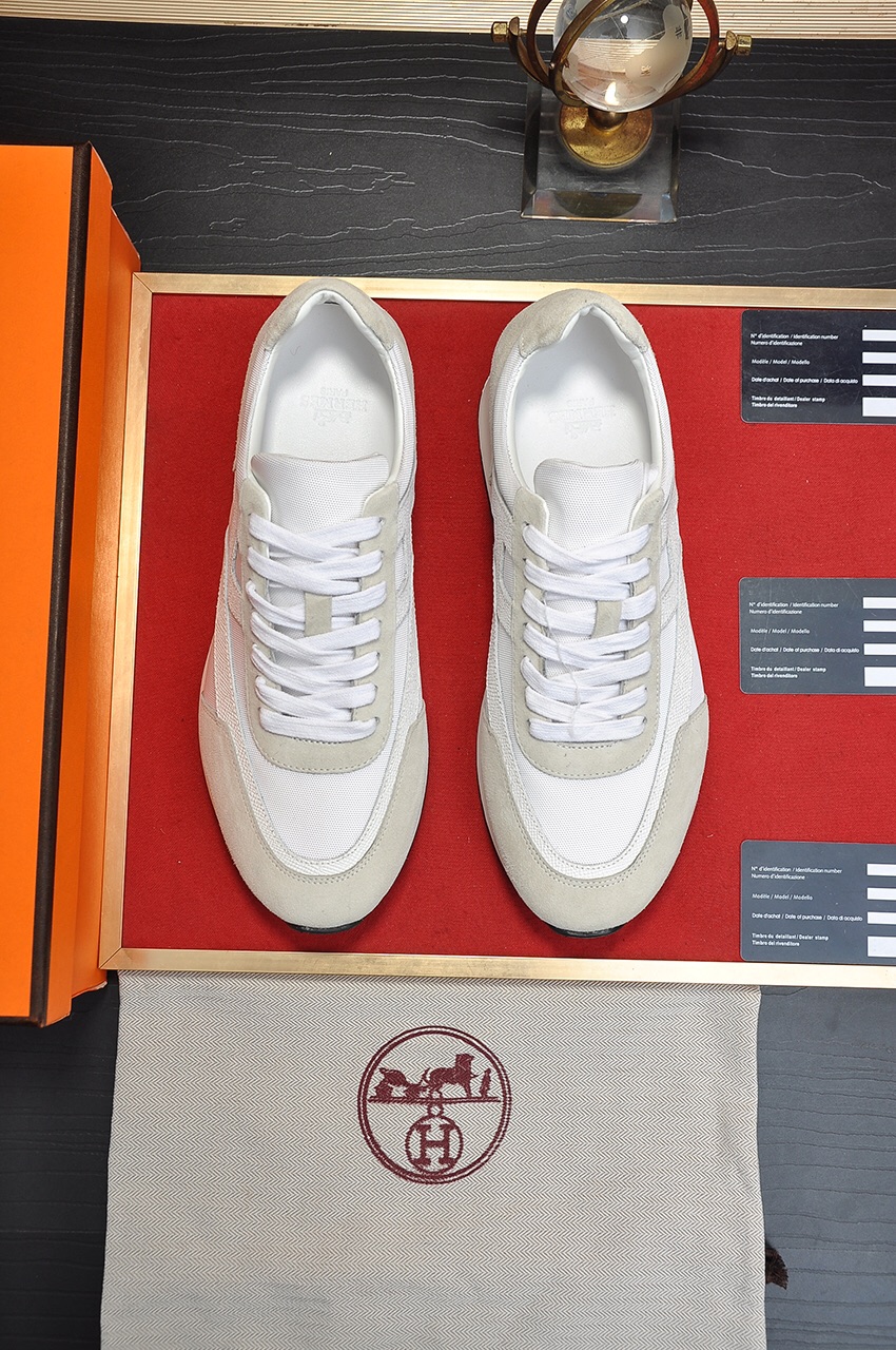 Hermes Men's and Women's White Leather Sneakers - Luxury Couple Style 2 i1621617317 8031 0