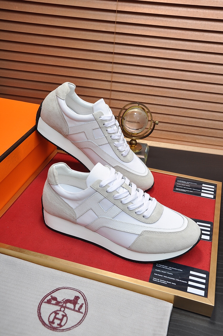 Hermes Men's and Women's White Leather Sneakers - Luxury Couple Style 7 i1621617317 8291 5