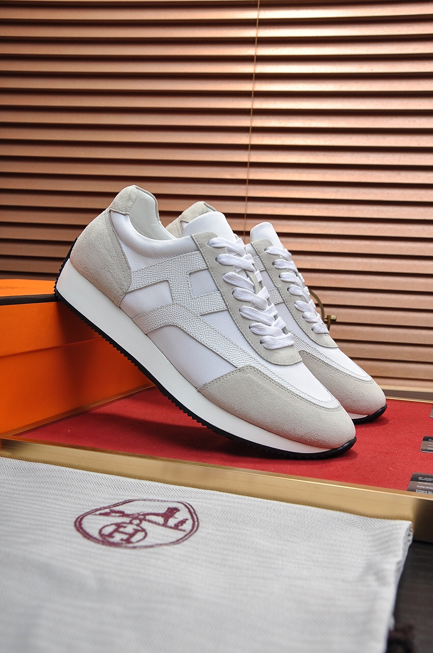Hermes Men's and Women's White Leather Sneakers - Luxury Couple Style 3 i1621617317 9183 1