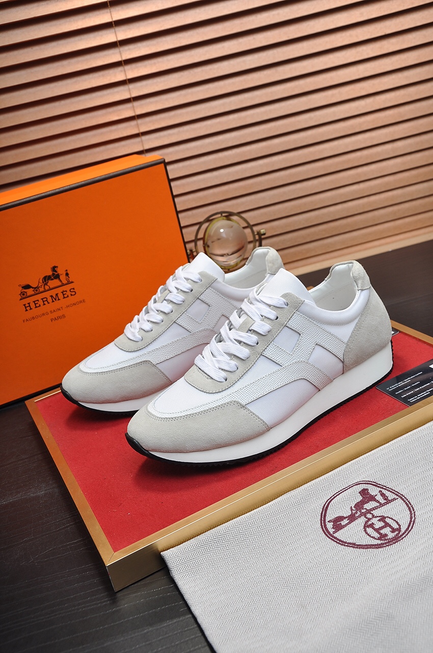 Hermes Men's and Women's White Leather Sneakers - Luxury Couple Style 4 i1621617317 9741 2