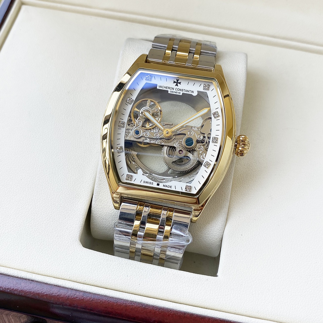 批440 经典镂空 典雅大气 江诗丹顿-Vacheron Constsntin 男士腕表 全自动机械机芯 矿物强化玻璃 316L精钢表壳 精钢表带 简洁精致 商务休闲 尺寸:直径42mm 厚度12mm