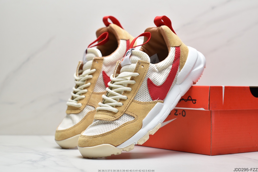 120 Tom Sachs联名 x NikeCraft Mars Yard 2.0宇航员神游太空百搭休闲运动透气慢跑鞋“复古做旧黄红勾”AA2261-100