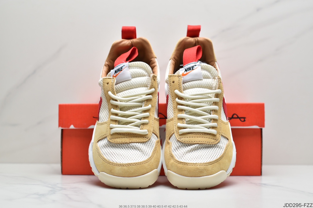 120 Tom Sachs联名 x NikeCraft Mars Yard 2.0宇航员神游太空百搭休闲运动透气慢跑鞋“复古做旧黄红勾”AA2261-100