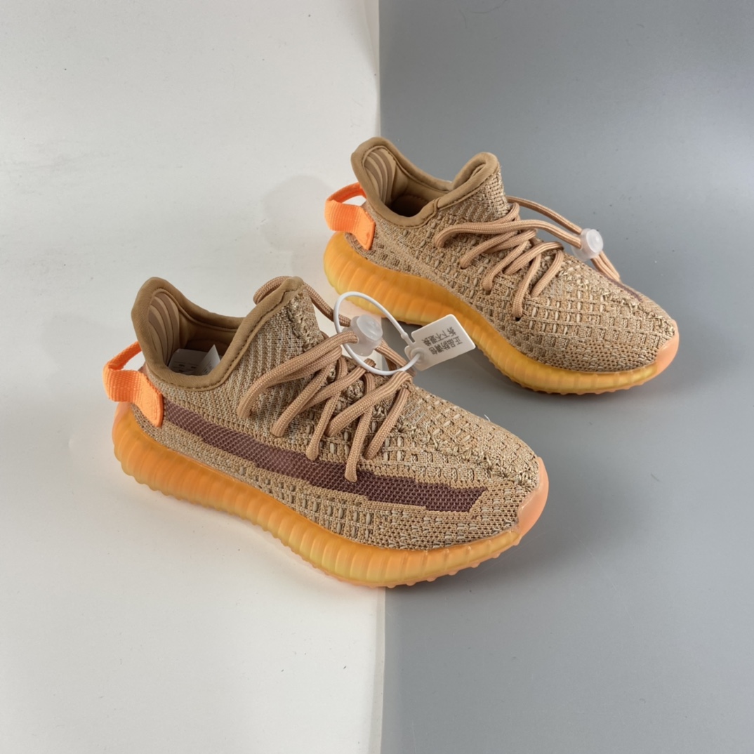 P160 Ad Yeezy 350 Boost V2“Clay” 阿迪达斯椰子350百搭轻便爆米花中底休闲运动慢跑鞋 童鞋 EG7490