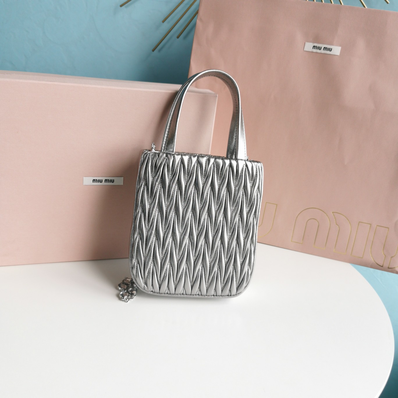 MIUMIU缪缪顶级进口小羊皮最新小托特包5BA220