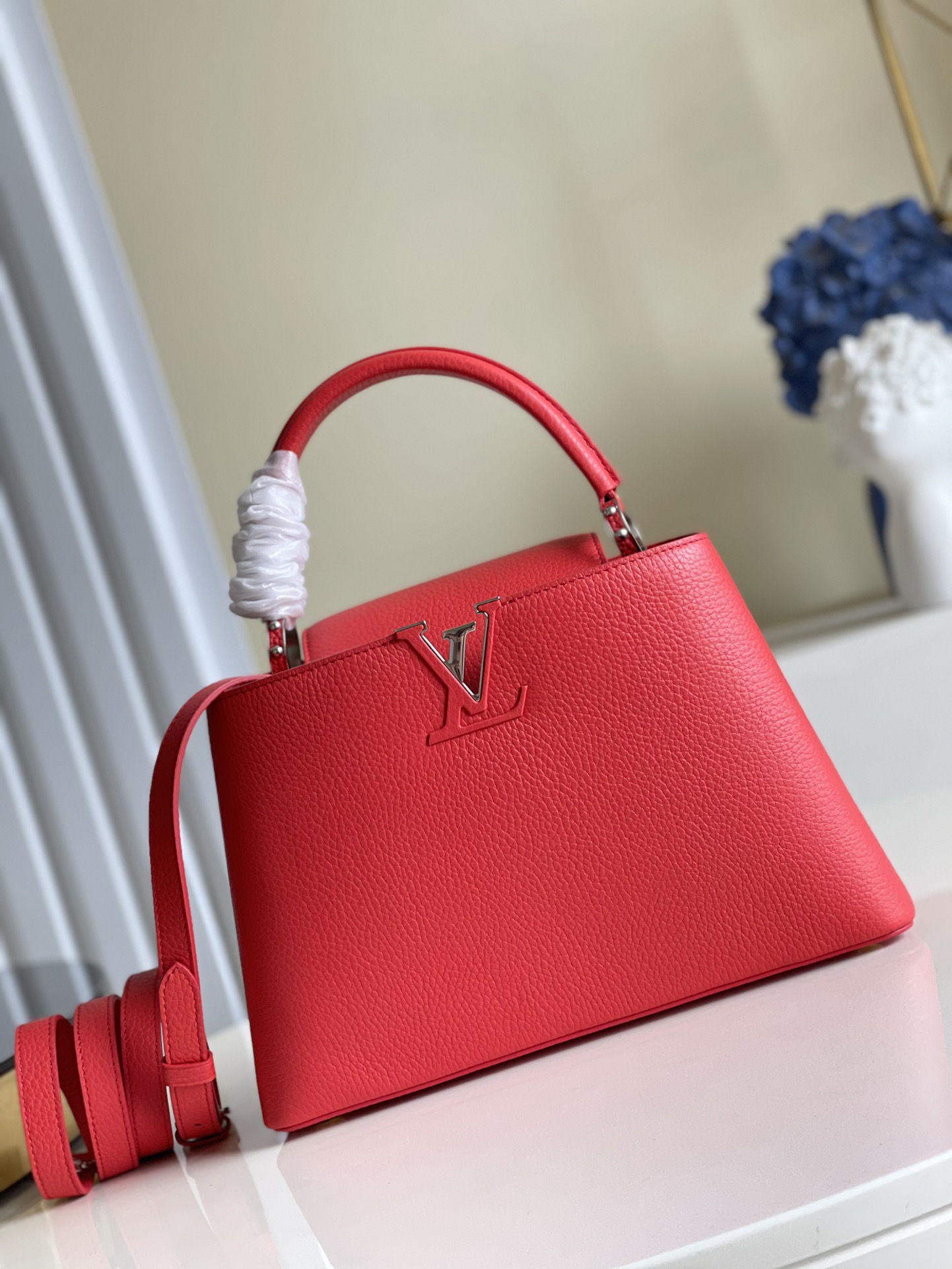 Louis Vuitton LV Capucines Bags Handbags Red Lychee Pattern Cowhide Sheepskin Casual M42237