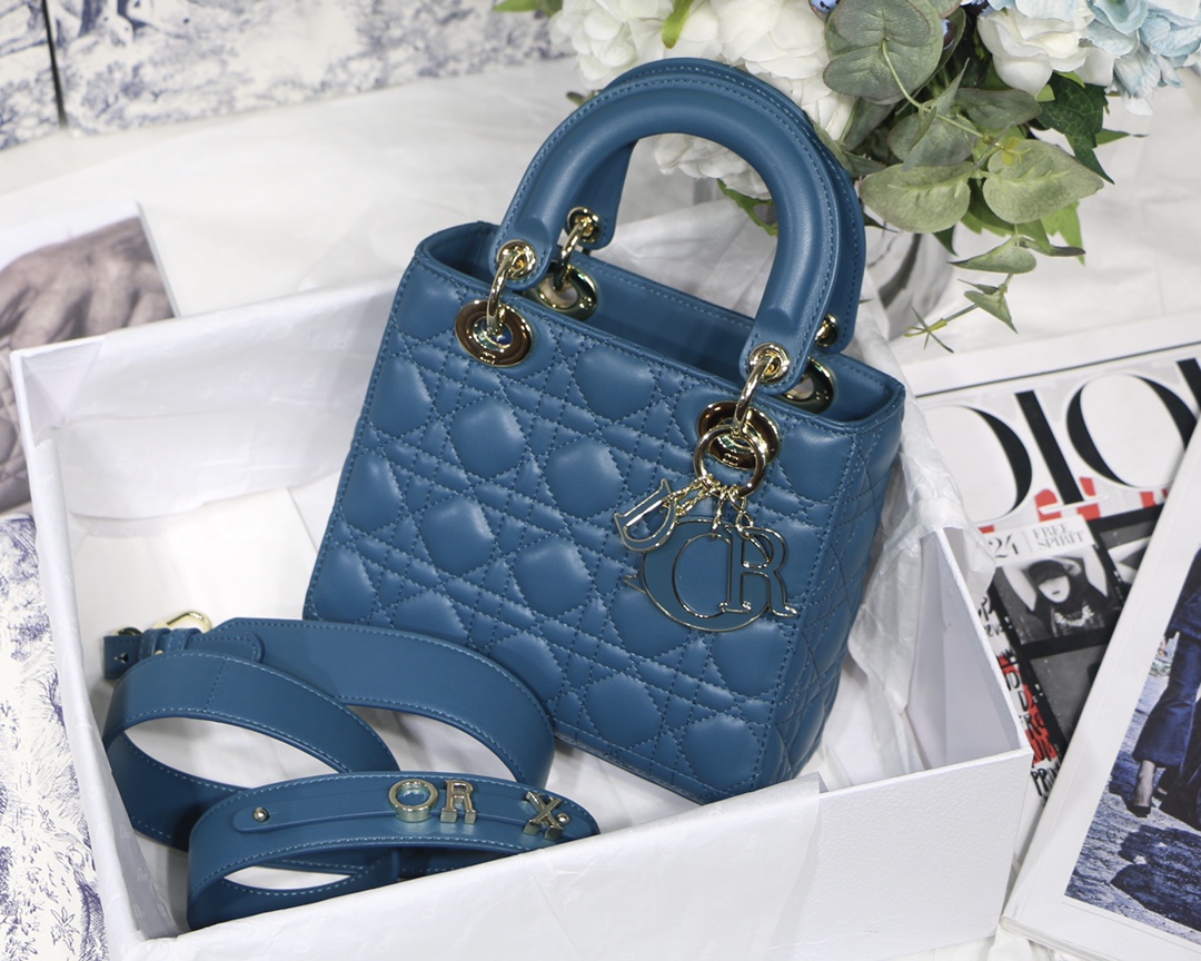 Sac à main Lady D My ABC en cuir d'agneau avec motif cannage