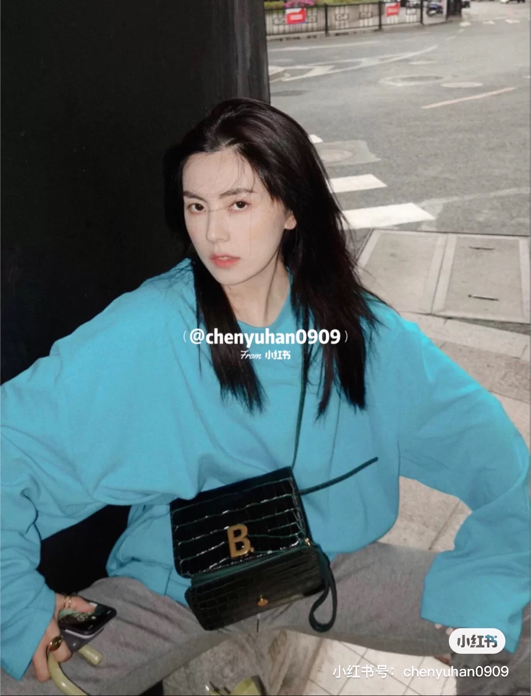 Balenciaga B.Small 18CM Bag 618156鳄鱼纹绿色/金扣