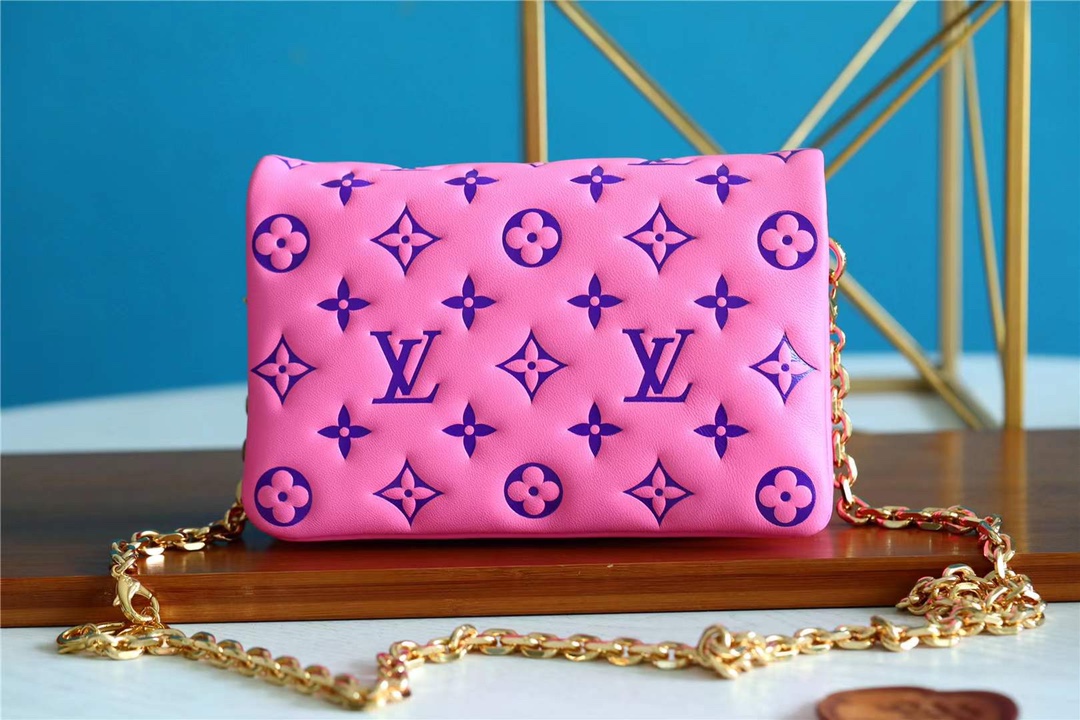 Louis Vuitton LV Coussin Crossbody & Shoulder Bags Black Blue Pink Sheepskin Pochette Chains M80745