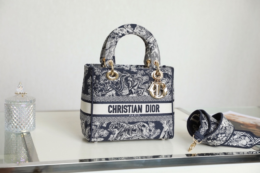 Dior Lady Bags Handbags Copy AAA+
 Blue Gold Grey Embroidery