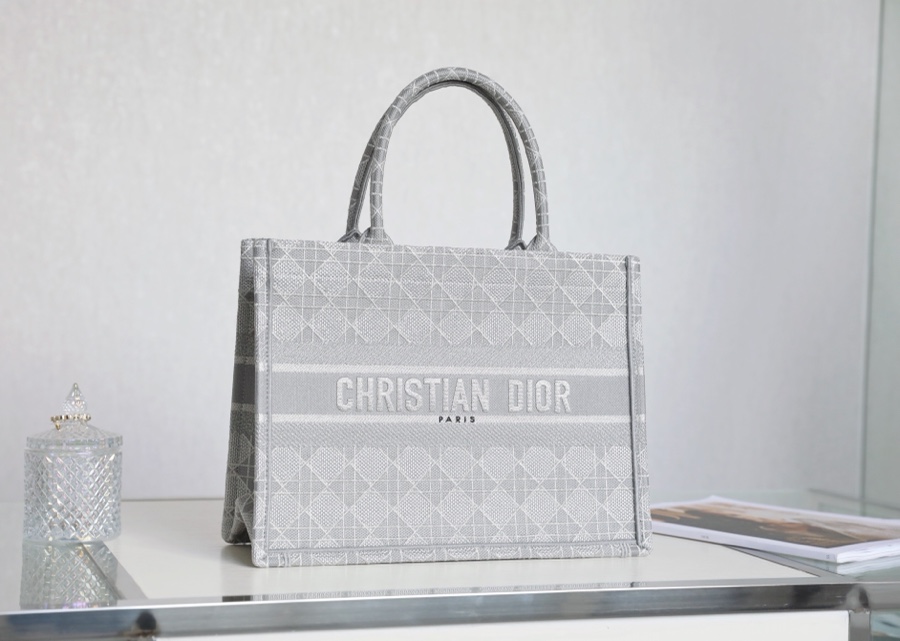 Dior Book Tote Handbags Tote Bags Grey Pink Embroidery
