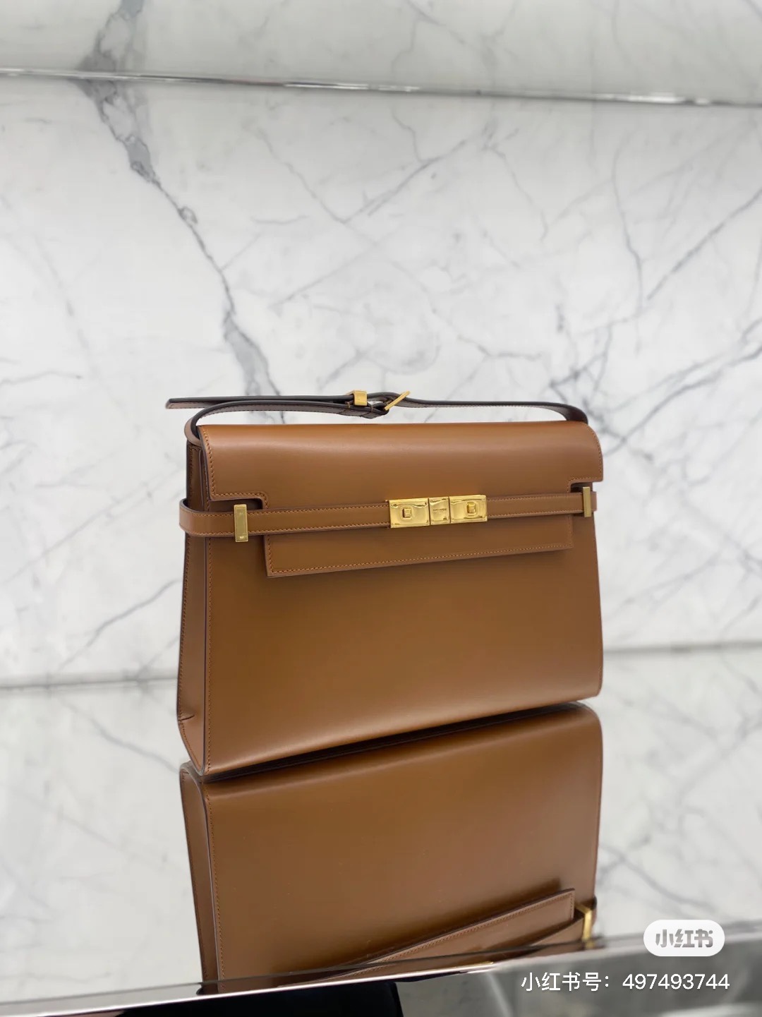 Ysl 𝑴𝒂𝒏𝒉𝒂𝒕𝒕𝒂𝒏 29CM曼哈顿法棍包 579271焦糖色牙签纹金扣