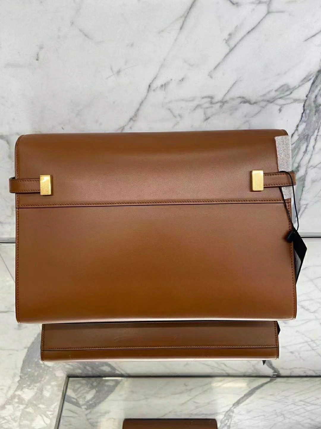 Ysl 𝑴𝒂𝒏𝒉𝒂𝒕𝒕𝒂𝒏 29CM曼哈顿法棍包 579271焦糖色牙签纹金扣