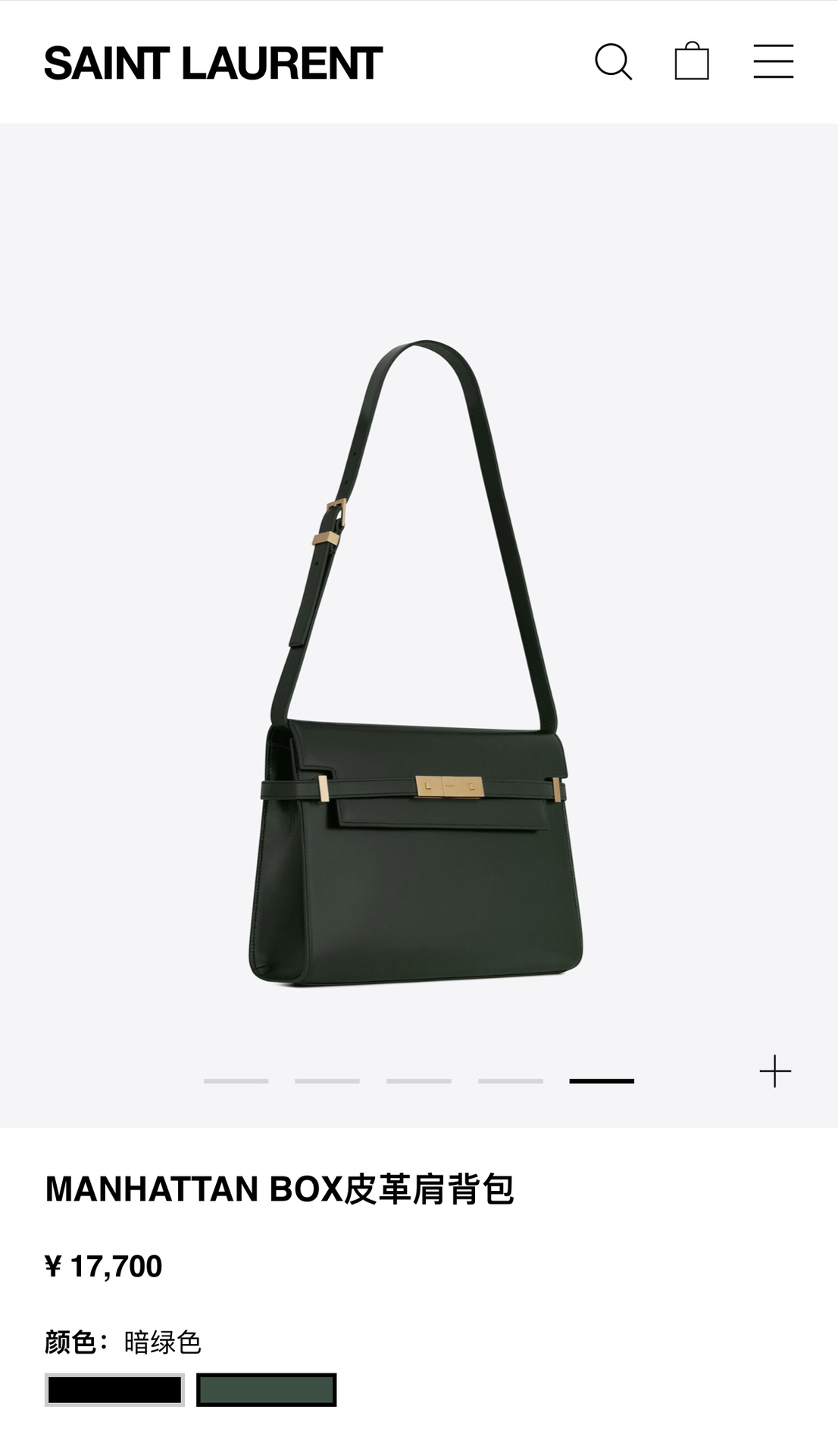 Ysl 𝑴𝒂𝒏𝒉𝒂𝒕𝒕𝒂𝒏 29CM曼哈顿法棍包 579271暗绿色牙签纹金扣