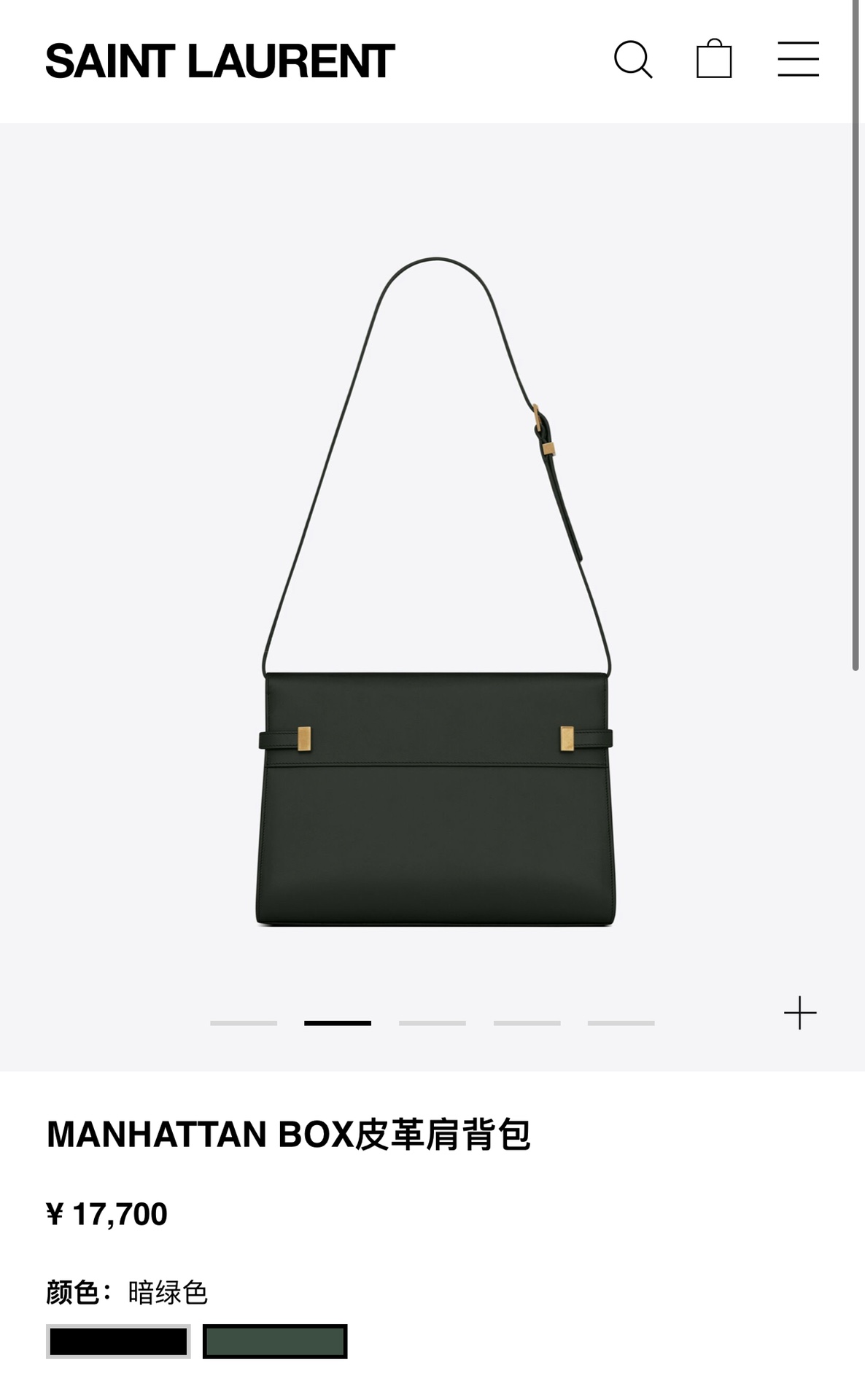 Ysl 𝑴𝒂𝒏𝒉𝒂𝒕𝒕𝒂𝒏 29CM曼哈顿法棍包 579271暗绿色牙签纹金扣