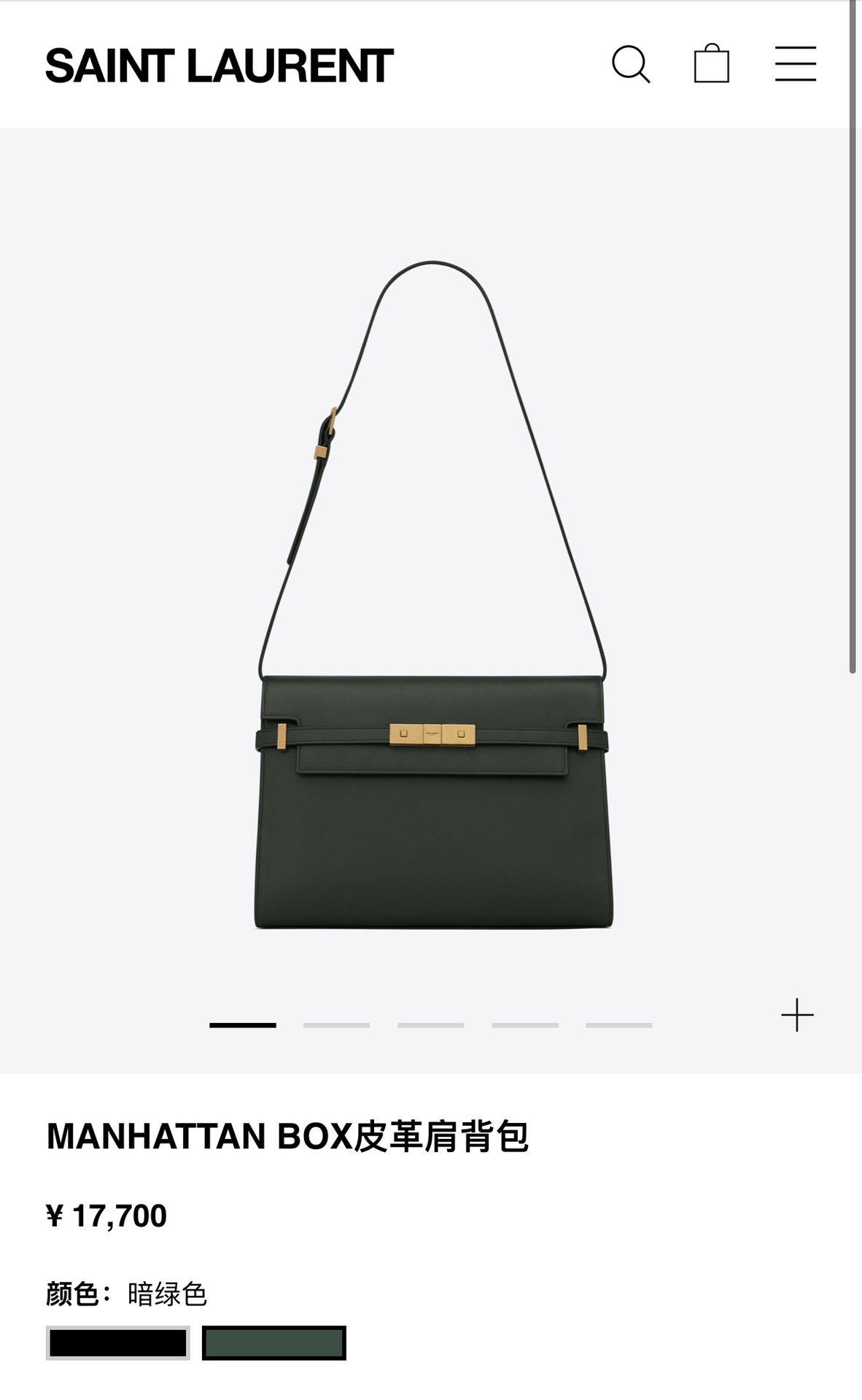 Ysl 𝑴𝒂𝒏𝒉𝒂𝒕𝒕𝒂𝒏 29CM曼哈顿法棍包 579271暗绿色牙签纹金扣