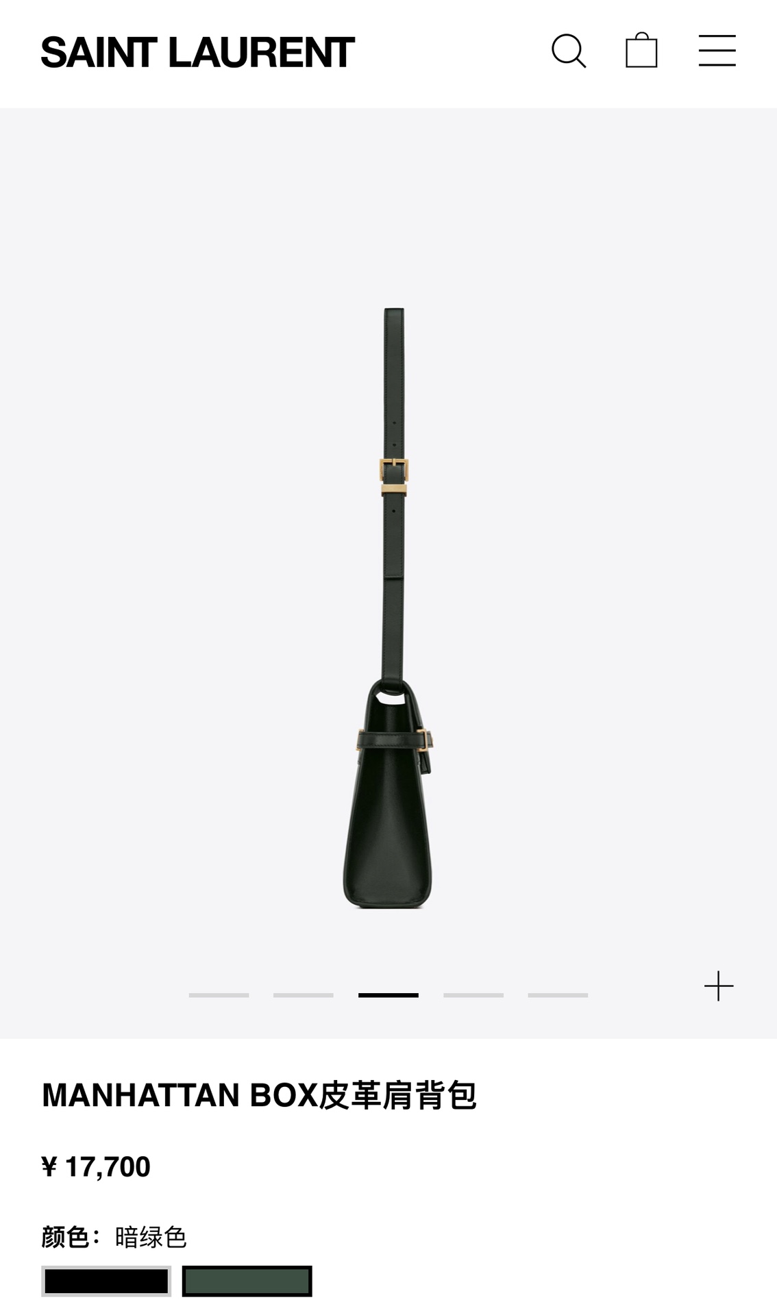 Ysl 𝑴𝒂𝒏𝒉𝒂𝒕𝒕𝒂𝒏 29CM曼哈顿法棍包 579271暗绿色牙签纹金扣