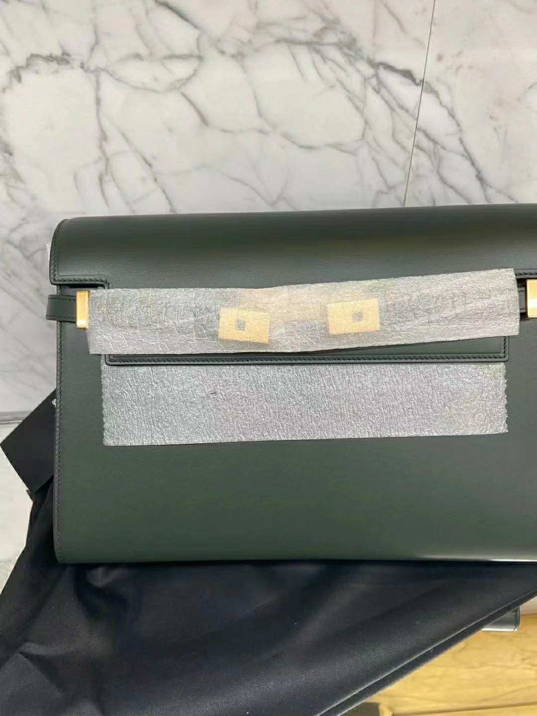 Ysl 𝑴𝒂𝒏𝒉𝒂𝒕𝒕𝒂𝒏 29CM曼哈顿法棍包 579271暗绿色牙签纹金扣