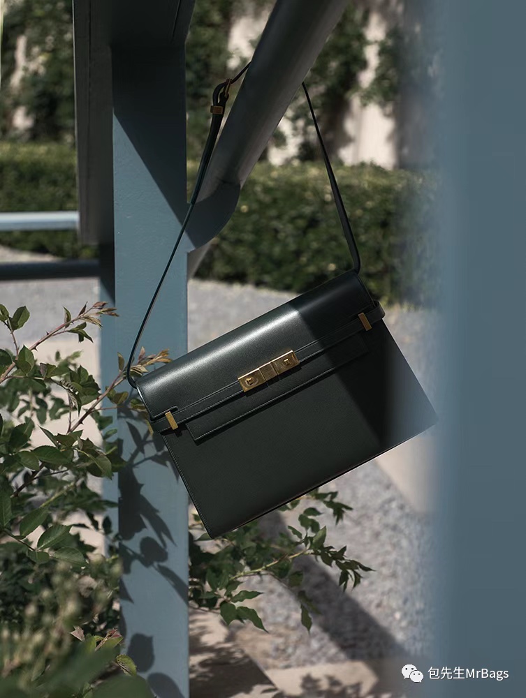 Ysl 𝑴𝒂𝒏𝒉𝒂𝒕𝒕𝒂𝒏 29CM曼哈顿法棍包 579271暗绿色牙签纹金扣