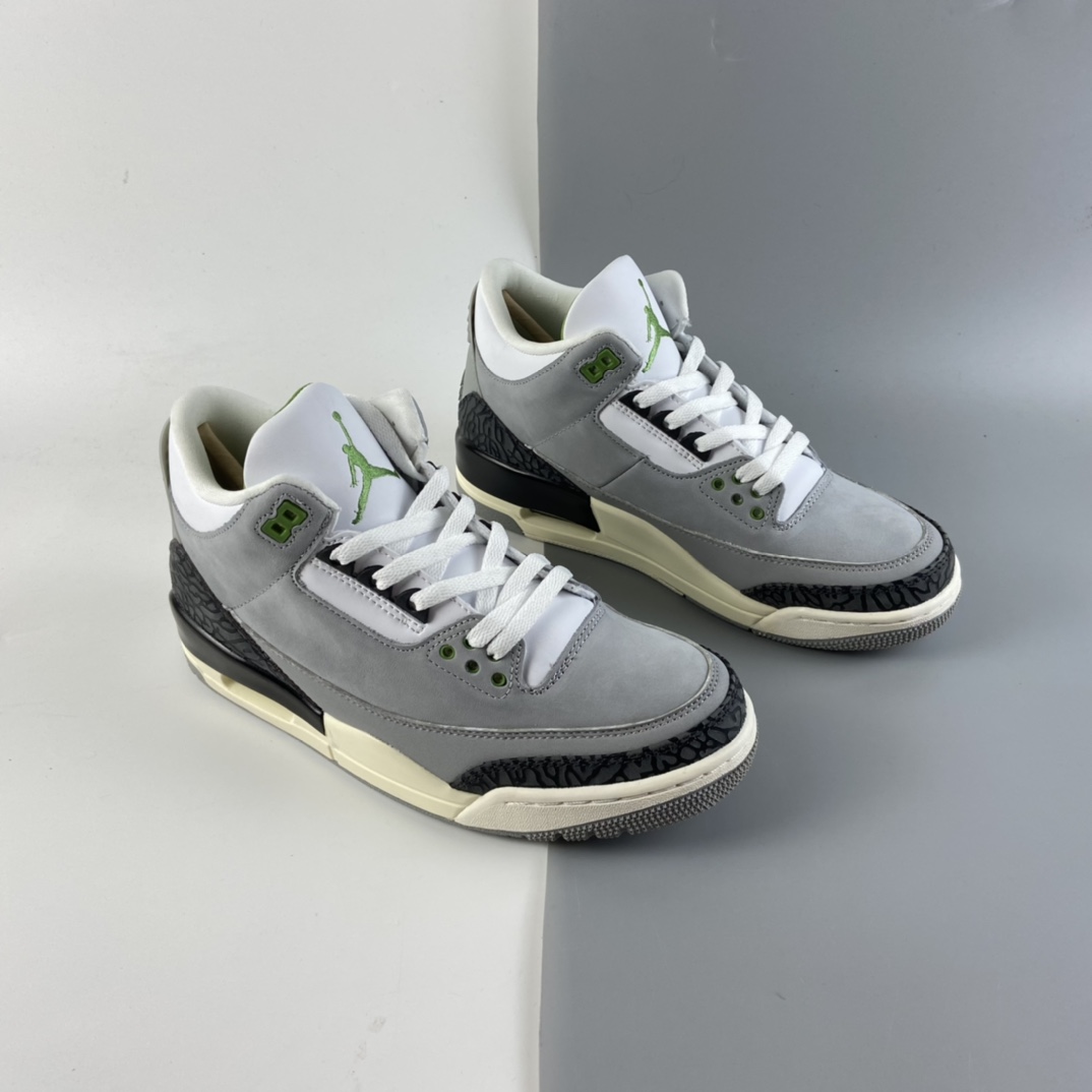 P380 Air Jordan 3 Retro“Chlorophyll”AJ3 乔3叶绿素 灰绿手稿 136064-006