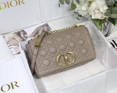 Dior Caro Bags Handbags Gold Grey Embroidery Vintage Cowhide