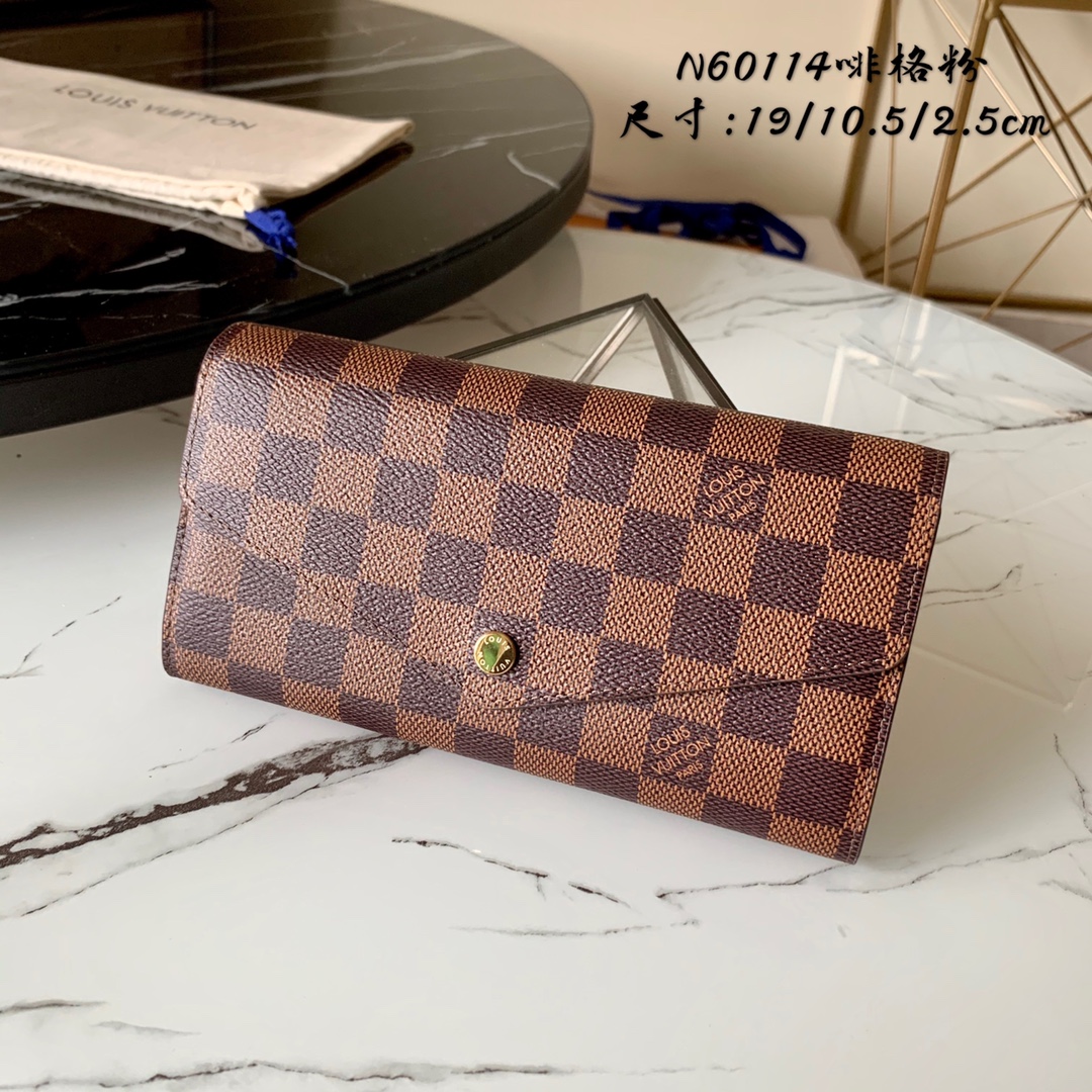 Louis Vuitton Wallet Gold Pink Monogram Canvas Calfskin Cowhide N63209