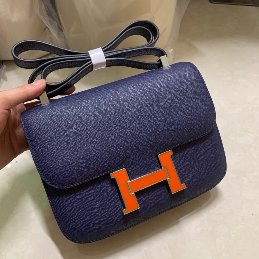 Pedido del cliente: Constance 23cm azul zafiro, hebilla francesa, cosido a mano con hilo encerado, uno