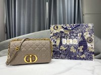 Designer
 Dior Caro Bags Handbags Gold Grey Embroidery Vintage Cowhide Chains