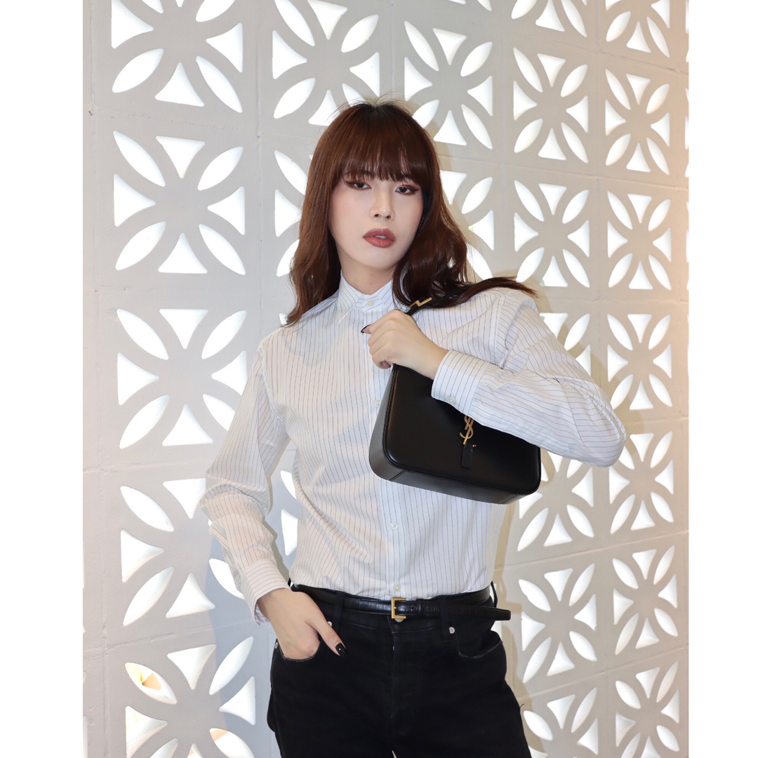 Saint laurent Ysl LE 5 À 7 平纹腋下包 657228黑色