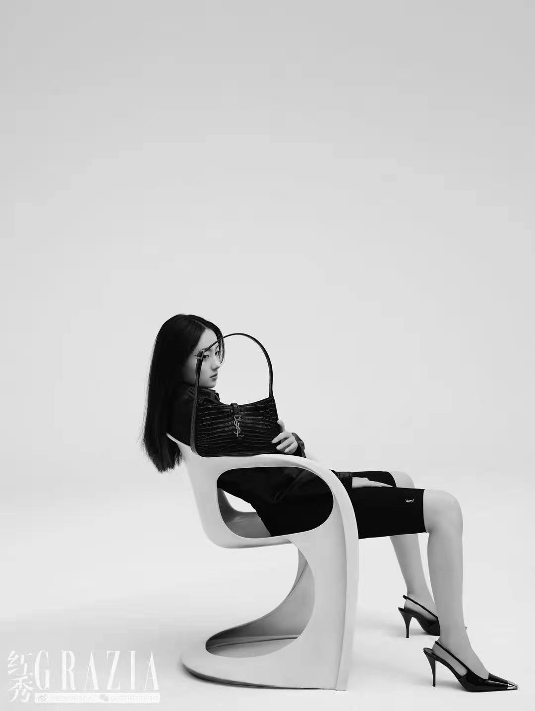 Saint laurent Ysl LE 5 À 7 平纹腋下包 657228黑色