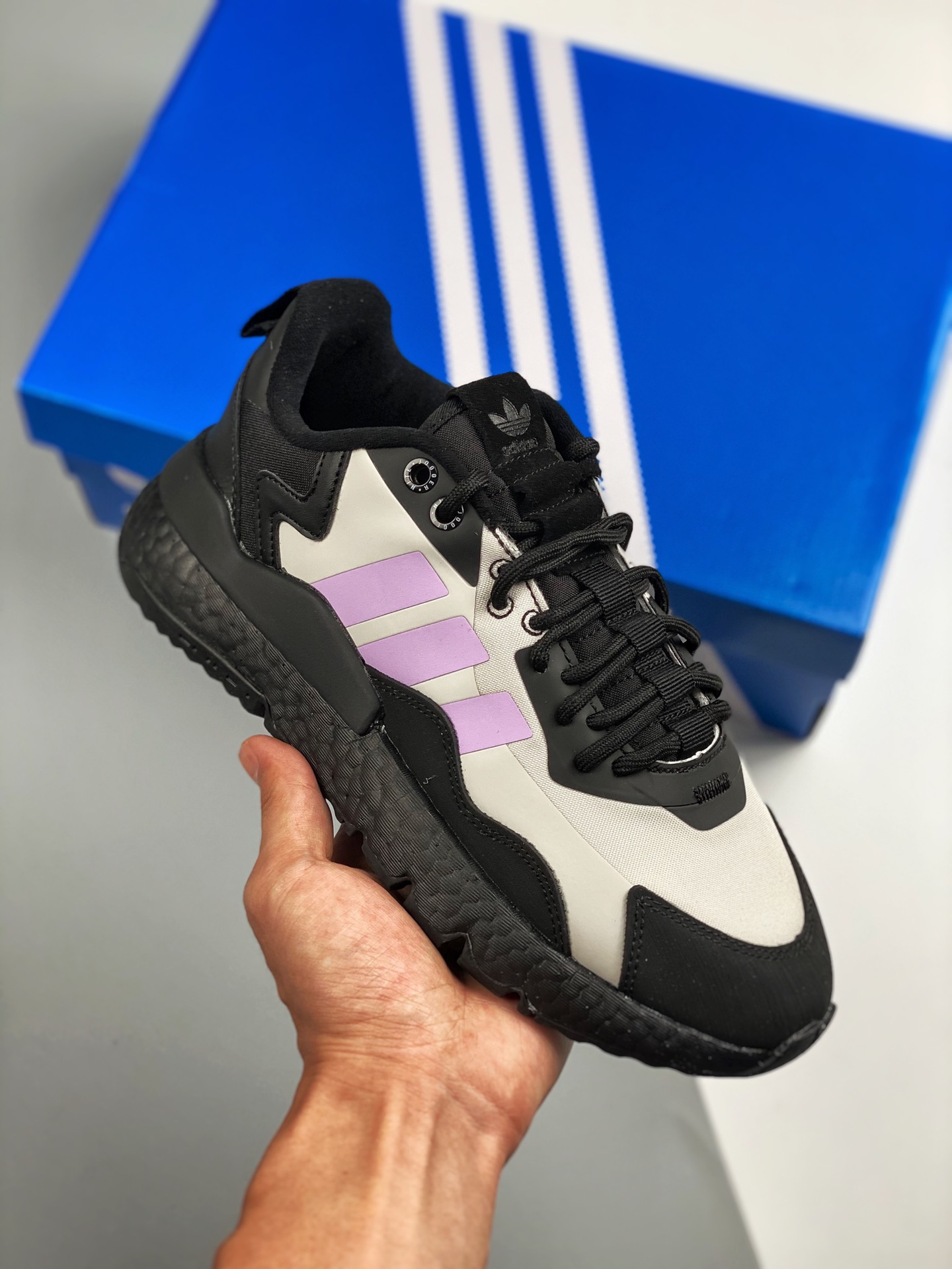 AD Nite Jogger Boost blanco negro rosa trébol colaboración corredor nocturno número de artículo: FY5769 zapatillas de r…