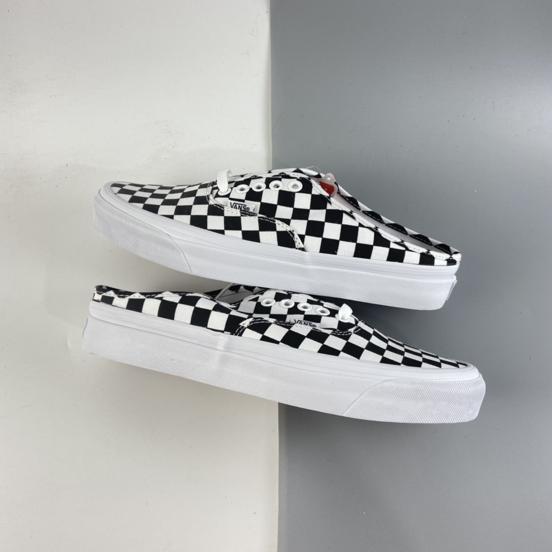 P140 Vans Authentic 范斯2021夏季新款安纳海姆一脚蹬黑白棋盘格懒人半拖男女低帮帆布板鞋 VN0A54F75GU