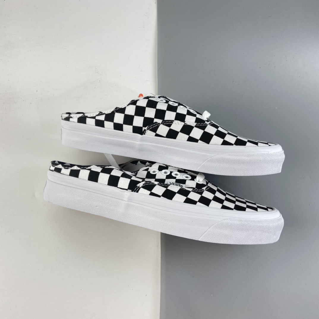 P140 Vans Authentic 范斯2021夏季新款安纳海姆一脚蹬黑白棋盘格懒人半拖男女低帮帆布板鞋 VN0A54F75GU