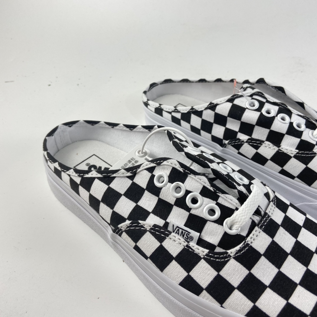 P140 Vans Authentic 范斯2021夏季新款安纳海姆一脚蹬黑白棋盘格懒人半拖男女低帮帆布板鞋 VN0A54F75GU