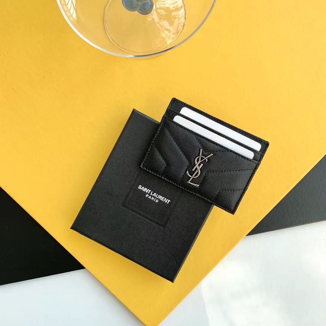 Lambskin Y-shaped embroidery thread card holder 5 card slots